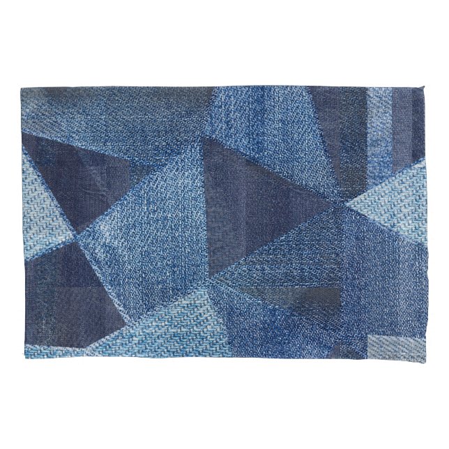 Housse D'oreillers Denim Urban : Patchwork à rayures détendues. (devant)