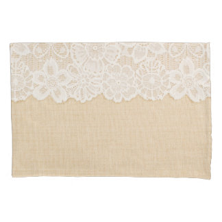 Housse D'oreillers Dentelle blanche sur la conception du tissu.