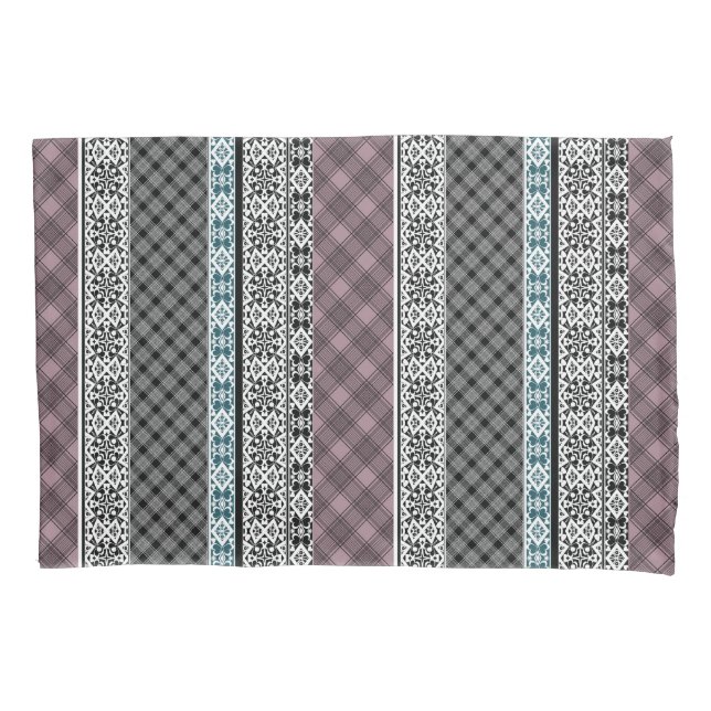 Housse D'oreillers Dentelle patchwork noir et blanc (devant)