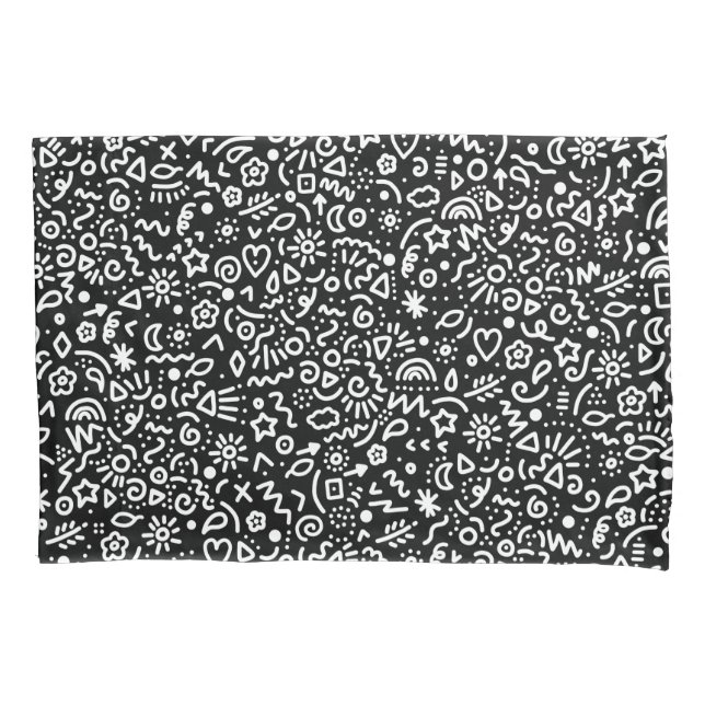 Housse D'oreillers Des Doodles ! Pilote noir et blanc (devant)