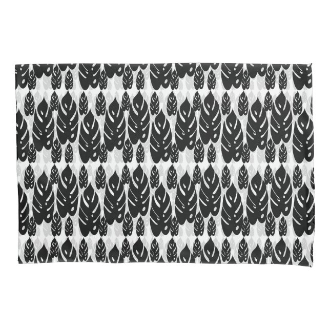 Housse D'oreillers Design Feuille noir et blanc (devant)