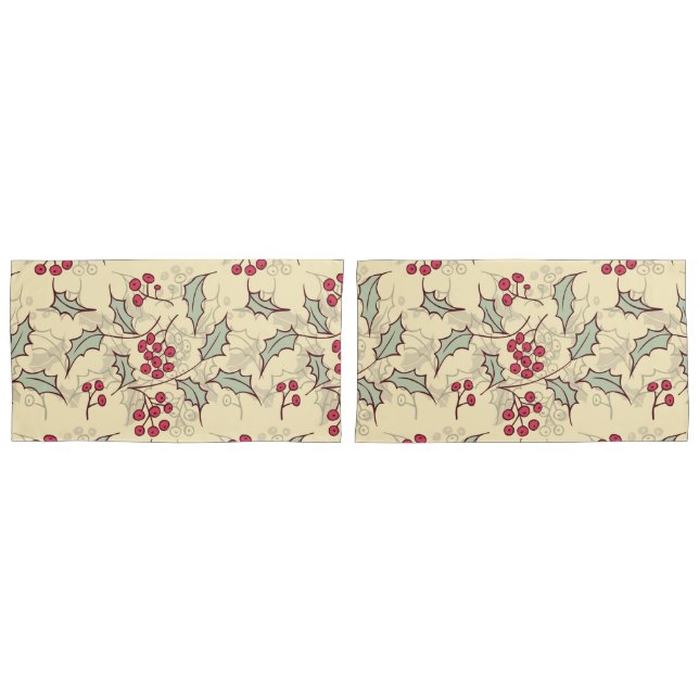 Housse D'oreillers Design motif Holly berry (devant-Set)