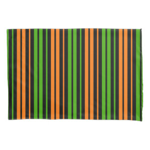 Housse D'oreillers Dessin à rayures verticales orange vert noir