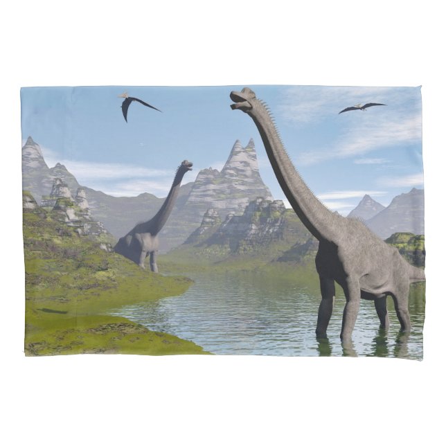 Housse D'oreillers Dinosaures de Brachiosaurus dans l'eau - 3D (devant)