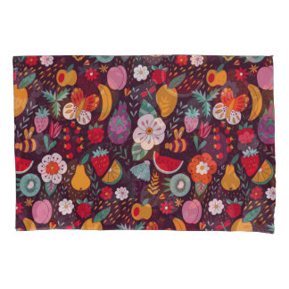 Housse D'oreillers Doodles de fruits, décoration d'été dessinée à la 