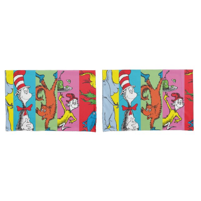 Housse D'oreillers Dr Seuss | Tranche de caractères (devant-Set)