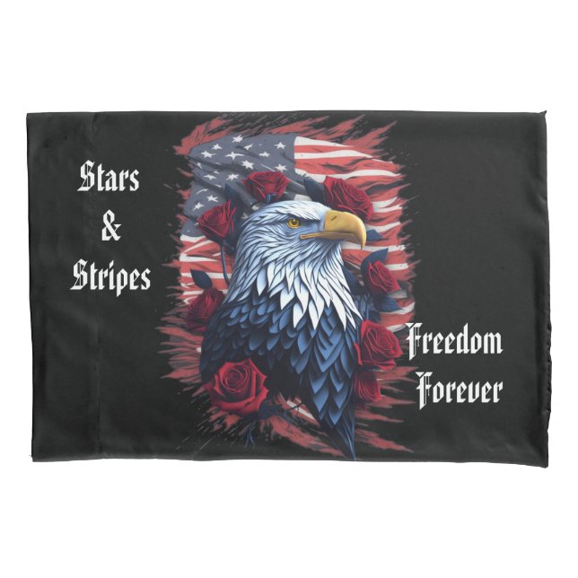 Housse D'oreillers Drapeau américain Stars Stripes Freedom Forever Ea (devant-gauche)