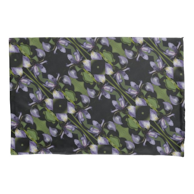 Housse D'oreillers Drapeau bleu Iris Fleur Motif Abstrait (devant)