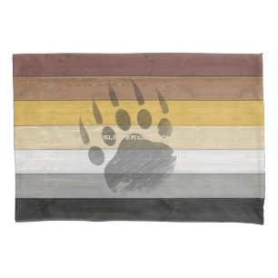 Housse D'oreillers Drapeau de la fierté de l'ours de SlipperyJoe text