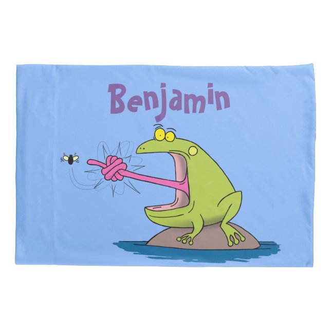 Housse D'oreillers Drôle dessin animé de grenouille et mouche (Dos)