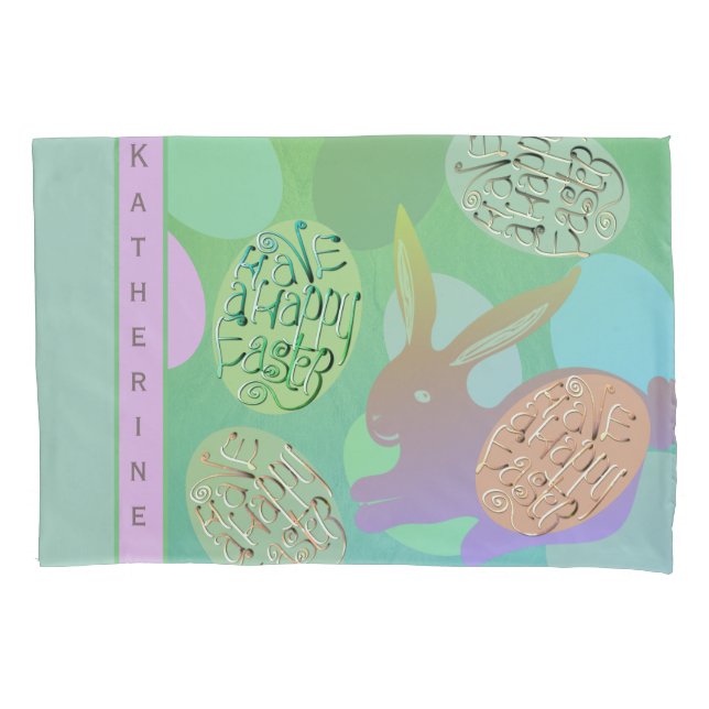 Housse D'oreillers Easter Bunny Pastel Oeufs Pillowcase (devant-gauche)
