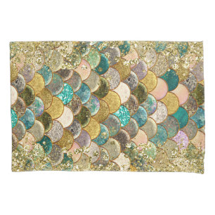 Housse D'oreillers Écailles de sirène glamour paillettes scintillante