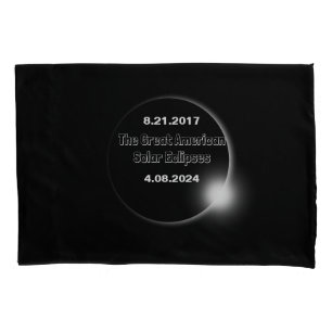 Housse D'oreillers Éclipse solaire double date 2024 et 2017