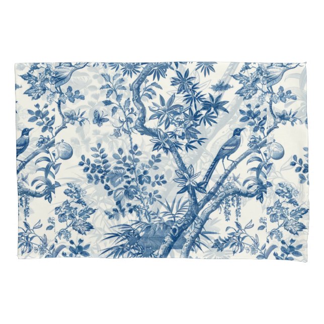 Housse D'oreillers Élégance botanique bleu classique (devant-gauche)