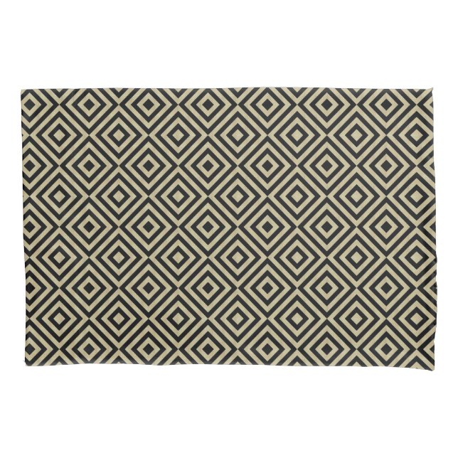 Housse D'oreillers Élégant Carré or moderne carreaux de diamants  Mot (devant-gauche)