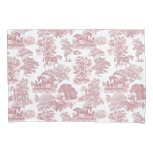 Housse D'oreillers Elégant Chic Rose Rustique Horses Toile