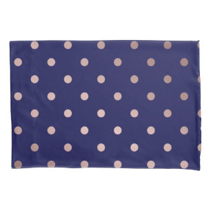 Housse D'oreillers élégant faux rose or bleu pois