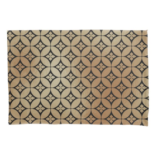 Housse D'oreillers Elégant Gold Abstrait Cercles Floral Motif | (devant-gauche)