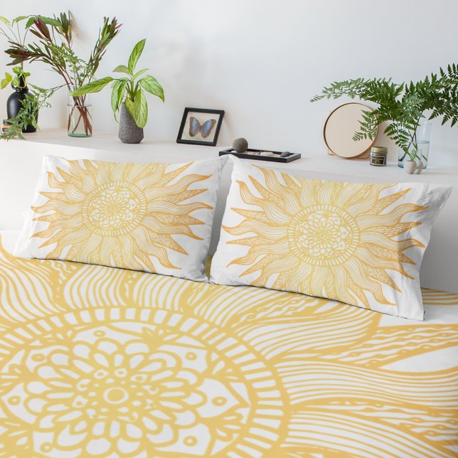 Housse D'oreillers Elégant Gold Sun Mandala Art (Créateur téléchargé)