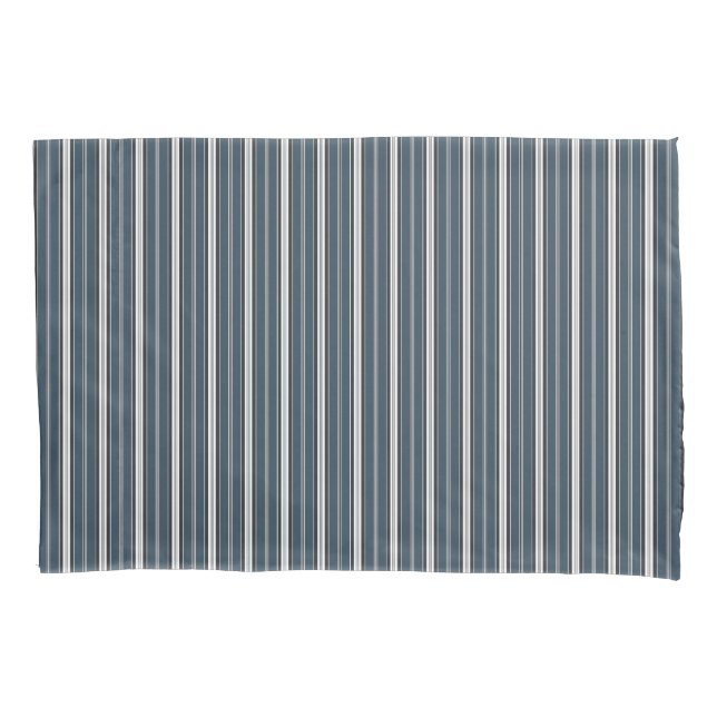 Housse D'oreillers Élégant Gris Bleu Français Ticking Stripe (devant-gauche)