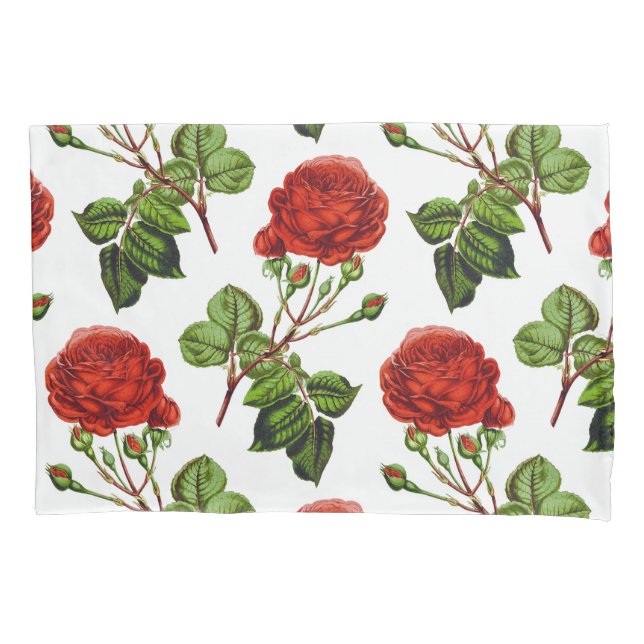 Housse D'oreillers Élégant Motif des fleurs florales des roses rouges (devant-gauche)
