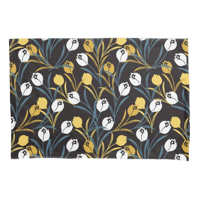 Housse D'oreillers Élégant motif floral de Tulipe (devant)