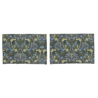 Housse D'oreillers Élégant motif floral Fleurs d'algues Vert bleu