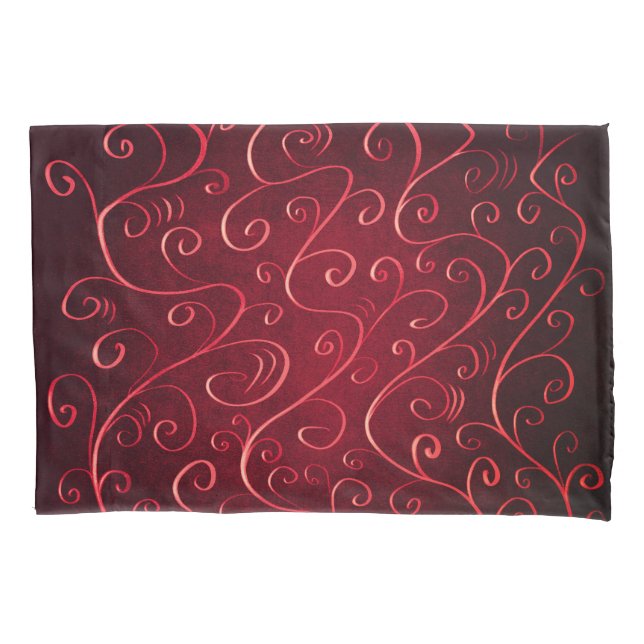 Housse D'oreillers Élégant Motif Red Swirl (devant)