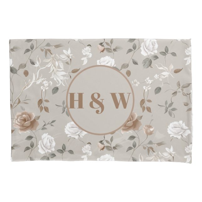 Housse D'oreillers Elégant Pillowcase Rose & Vine Motif (devant)