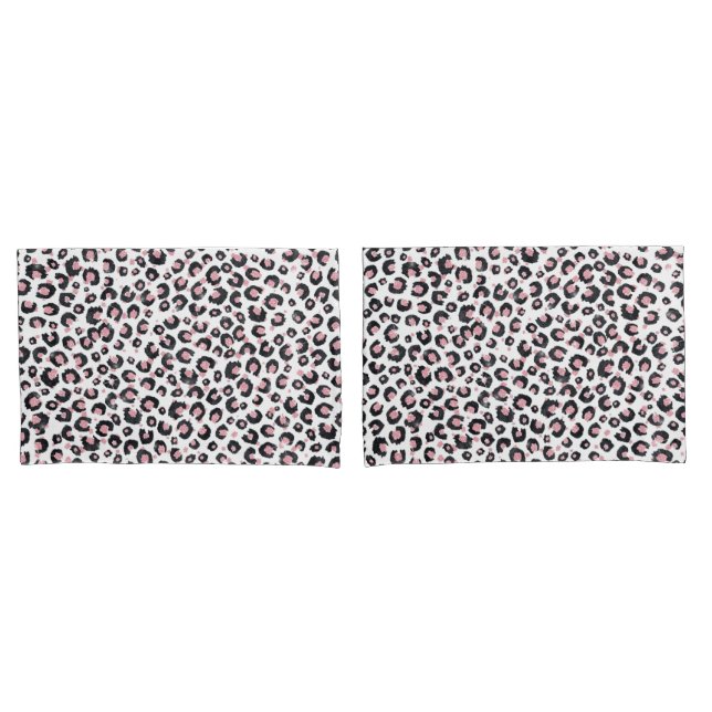 Housse D'oreillers Elegant Rose Gold Black Leopard Pattern (devant-Set)