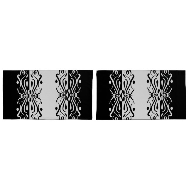 Housse D'oreillers Élégant style arlequin Abstrait noir et blanc (devant-Set)