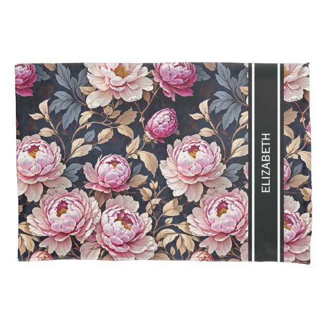 Housse D'oreillers Élégant Welcome Blush Pink Peony Nom floral (devant)