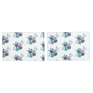 Housse D'oreillers Elégante aquarelle fleurie vert violet violet clai