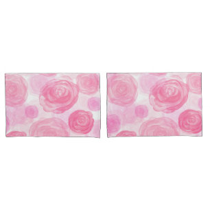 Housse D'oreillers Élégante aquarelle rose Roses Motif floral 