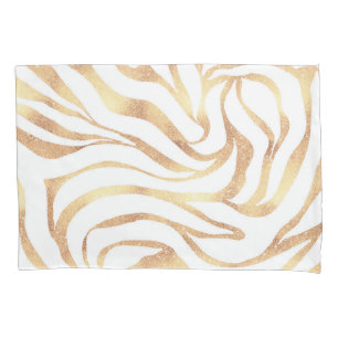 Housse D'oreillers Elégante Parties scintillant d'or Zebra White Pos