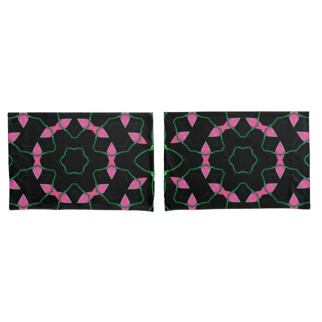 Housse D'oreillers Emerald and Pink Kaleidoscope  (devant-Set)