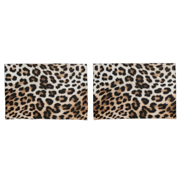 Housse D'oreillers Empreinte de léopard Brown Cream (devant-Set)