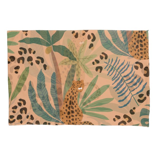 Housse D'oreillers Empreinte de léopard de la jungle : motif sans cou (devant)