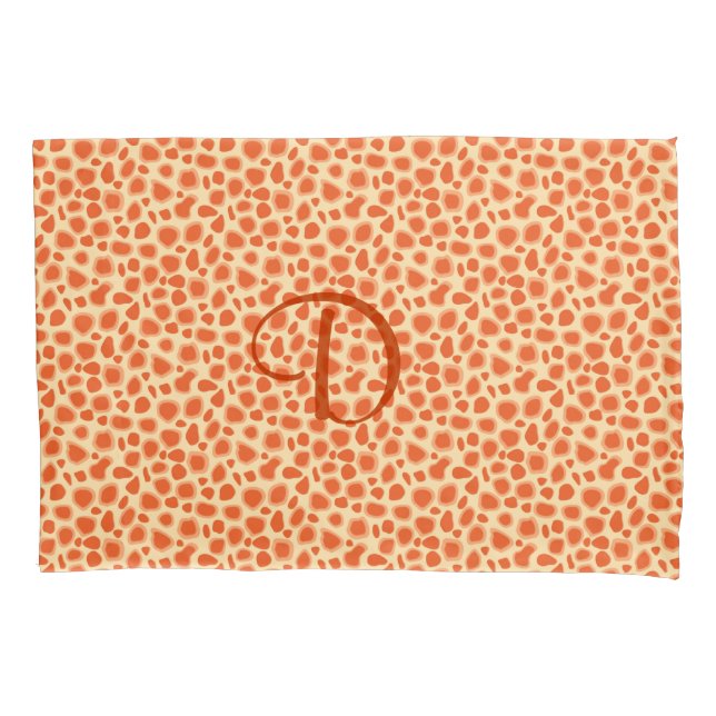 Housse D'oreillers Empreinte de léopard - Mandarin et orange clair (devant)