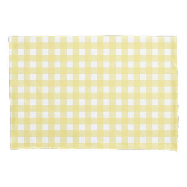 Housse D'oreillers En vichy jaune pâle et blanc (devant)