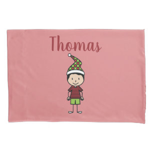Housse D'oreillers Enfants de Noël Nom personnalisé Coussin Coque