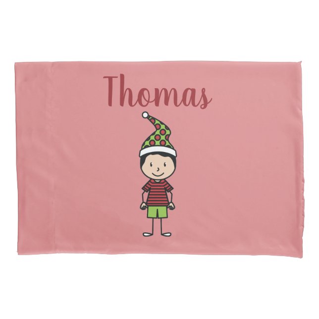 Housse D'oreillers Enfants de Noël Nom personnalisé Coussin Coque (devant)