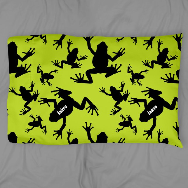 Housse D'oreillers Enfants Motifs de grenouille verte et noire (Créateur téléchargé)