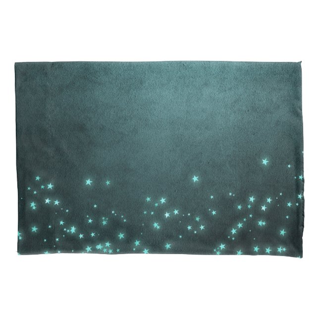 Housse D'oreillers Étoiles Mystic Twilight | Luminosité de néon vert  (devant)