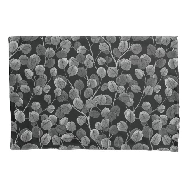 Housse D'oreillers Eucalyptus en gris (devant-gauche)