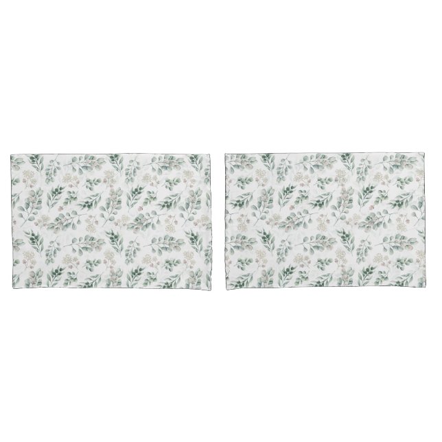 Housse D'oreillers Eucalyptus vert moderne (devant-Set)