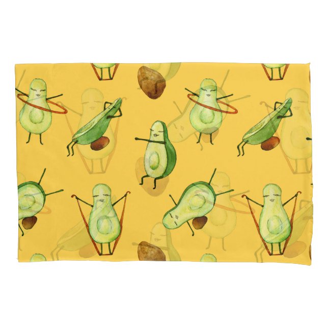 Housse D'oreillers Exercice Avocado : Motif d'aquarelle amusant (devant)