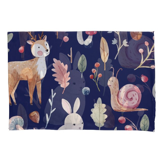 Housse D'oreillers Fairy Forest Animals Aquarelle pour enfants (devant)