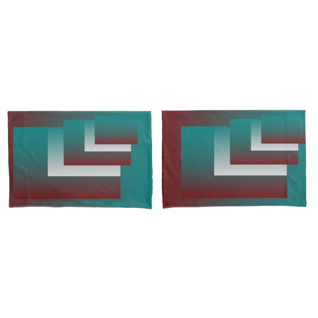 Housse D'oreillers Fenêtres en blanc bordeaux turquoise (devant-Set)