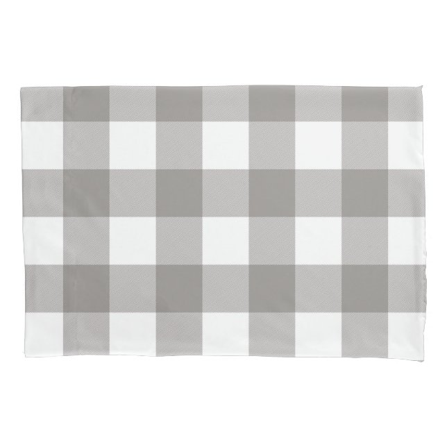 Housse D'oreillers Ferme Rustic Grey & White Buffalo Plaid Carré (devant)